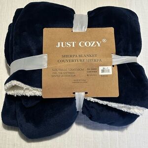 Just Cozy Navy Sherpa Blanket